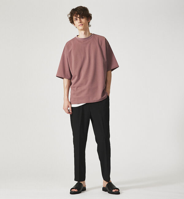 ABAHOUSE「【AH ABAHOUSE】カットジョーゼット ドロップショルダー モックネック」|Tシャツ・カットソー|