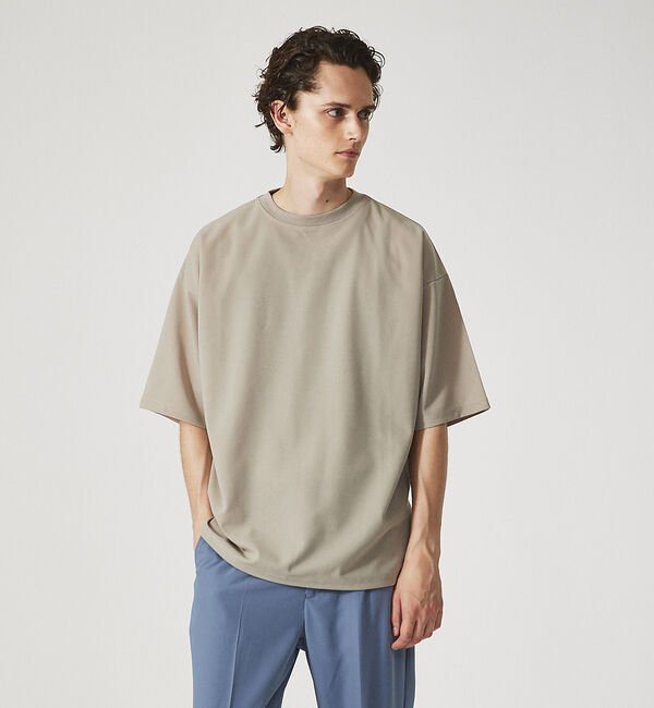 ABAHOUSE「【AH ABAHOUSE】カットジョーゼット ドロップショルダー モックネック」|Tシャツ・カットソー|