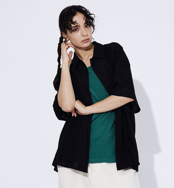 ABAHOUSE「【Revo./レボ】Relax Fit /リラックスフィット /Sheer Ja」|シャツ・ブラウス|ブラック