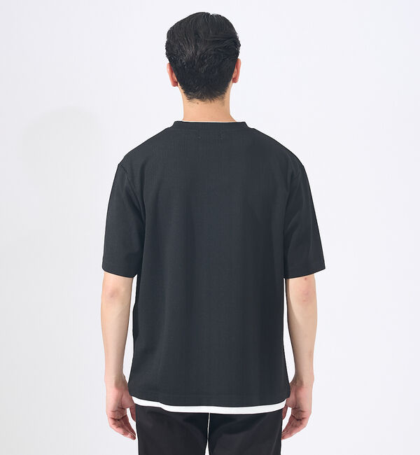 ABAHOUSE「【レイヤード】ストライプ ジャガード 半袖Tシャツ」|Tシャツ・カットソー|