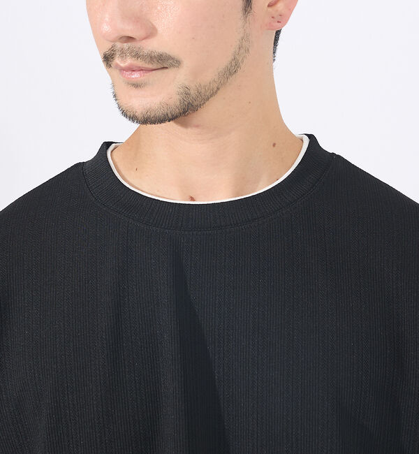 ABAHOUSE「【レイヤード】ストライプ ジャガード 半袖Tシャツ」|Tシャツ・カットソー|