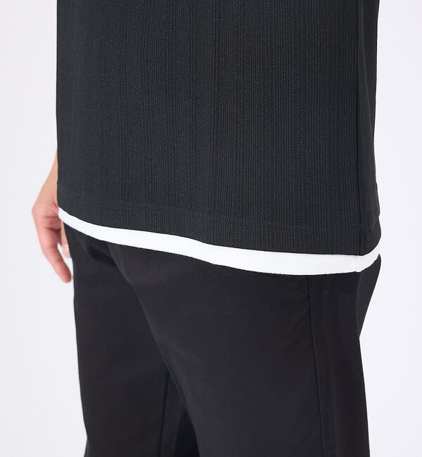 ABAHOUSE「【レイヤード】ストライプ ジャガード 半袖Tシャツ」|Tシャツ・カットソー|