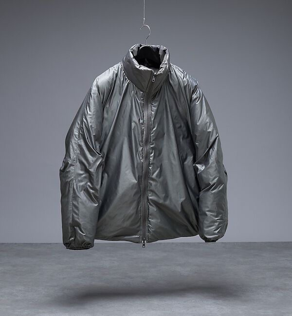 ABAHOUSE「【リバーシブル】シャーリング パデッドブルゾン / 中綿ジャケット / 撥水」|ダウン|グレー