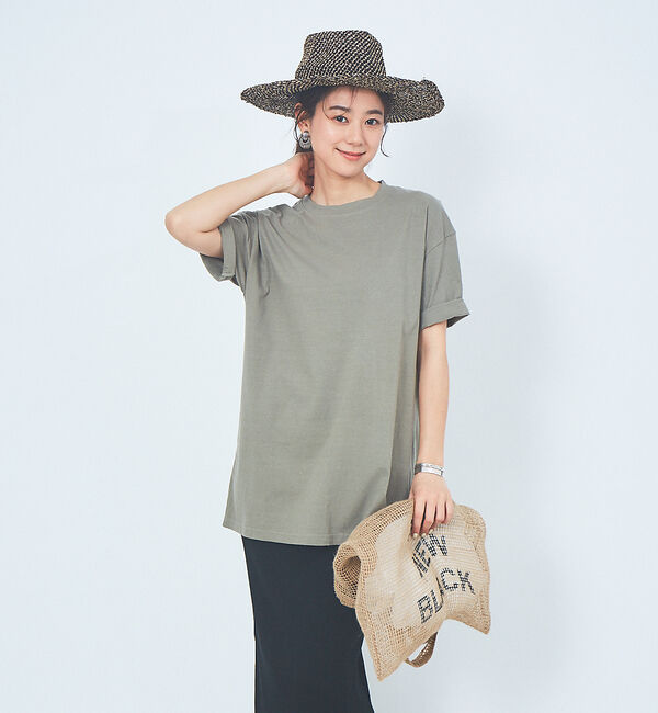 Rouge vif「ピースダイコットンチュニックTシャツ」|Tシャツ・カットソー|モスグリーン