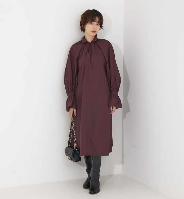 Rouge vif「2WAY襟タックワンピース」|ワンピース|ブラウン