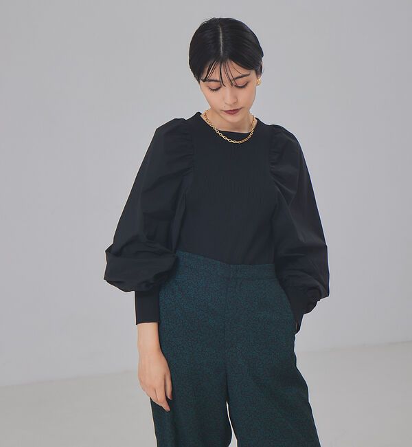 Rouge vif「ファブリックスリーブプルオーバー」|ニット・セーター|