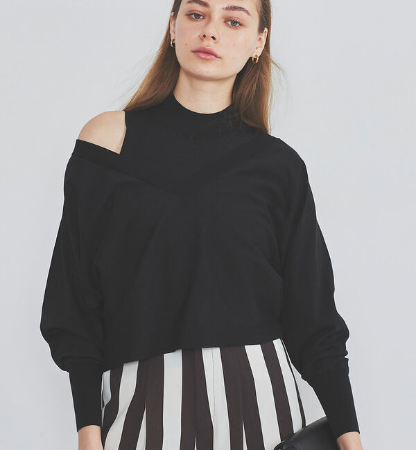 Rouge vif「Vネックプルオーバーニット」|ニット・セーター|ブラック