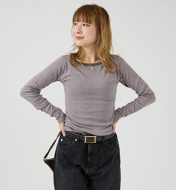 Rouge vif「【Robert P. Miller】パネルリブボートネックTEE / ロンT /」|Tシャツ・カットソー|