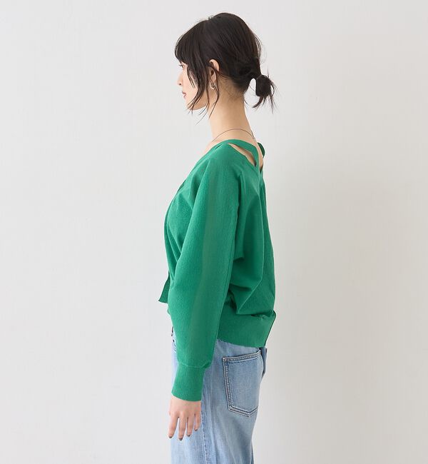 Rouge vif「ネックスリットVネックシアーカーディガン/ニット」|カーディガン|