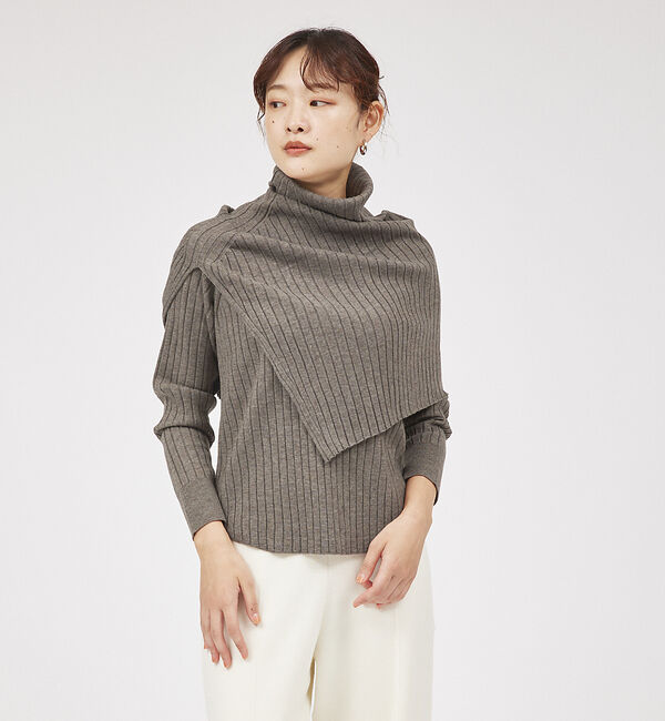 qualite「【23AW】アシメスヌードリブニット」|ニット・セーター|