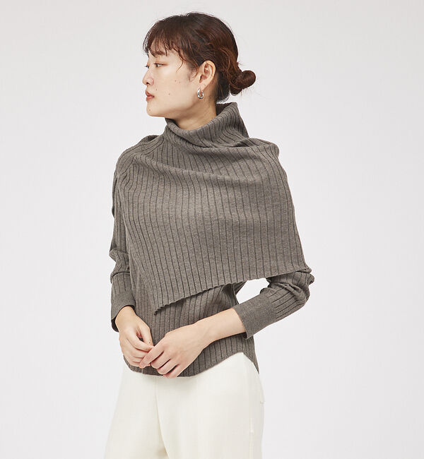 qualite「【23AW】アシメスヌードリブニット」|ニット・セーター|