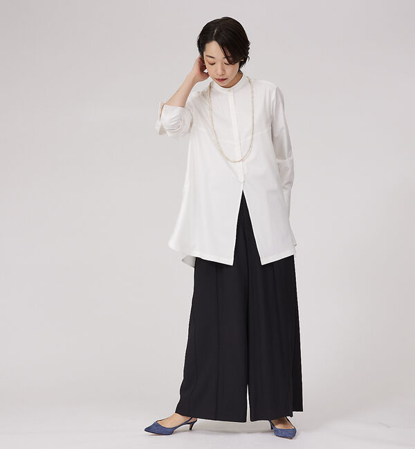 qualite「サイドボタンドレープブラウス」|シャツ・ブラウス|