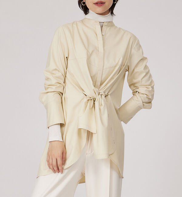 qualite「サイドボタンドレープブラウス」|シャツ・ブラウス|イエロー