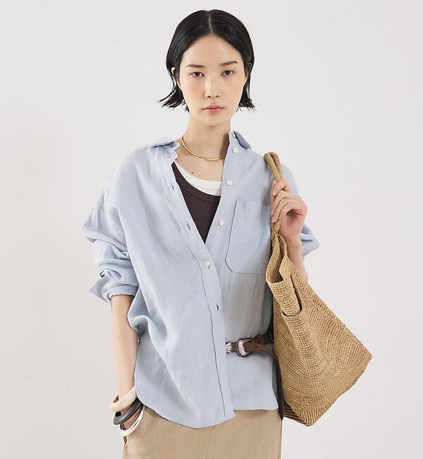 The Store by C' 「【COCUCA】リネンシャツ【予約】」|シャツ・ブラウス|サックスブルー