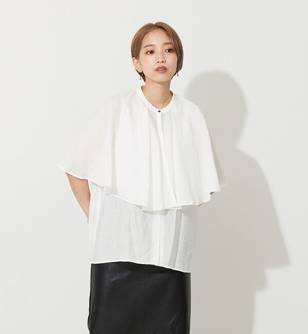 NOMINE「【襟取り外し可能】リネンライク3WAYボリュームカラーブラウス」|シャツ・ブラウス|ホワイト