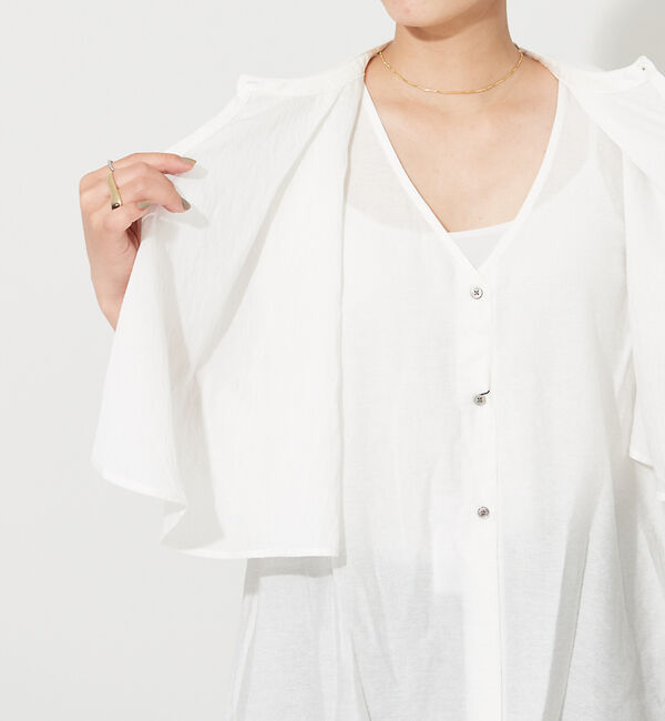 NOMINE「【襟取り外し可能】リネンライク3WAYボリュームカラーブラウス」|シャツ・ブラウス|