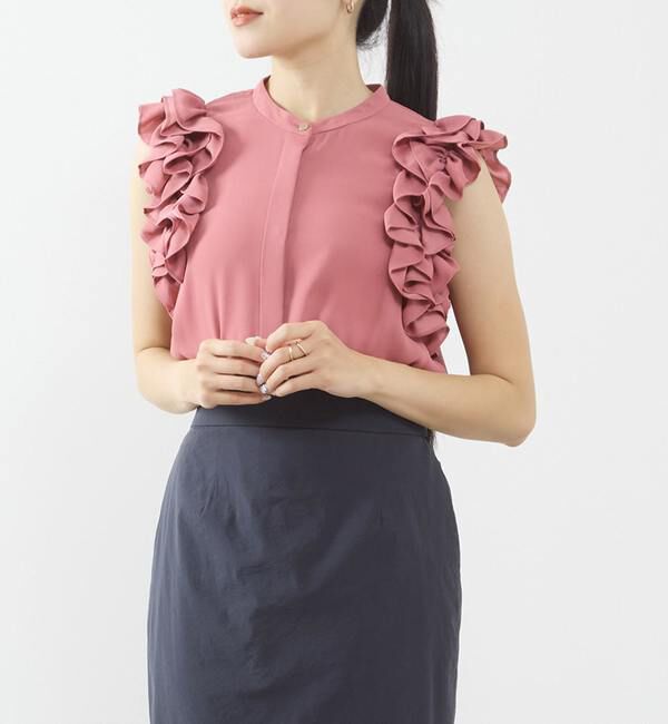 TIARA「サイドフリルブラウス（セットアップ可）」|シャツ・ブラウス|ピンク