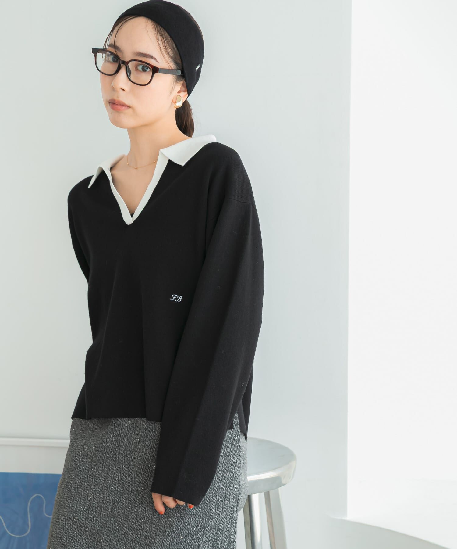 URBAN RESEARCH ROSSO「F by ROSSO　ラガーニットプルオーバー」|ニット・セーター|ブラック