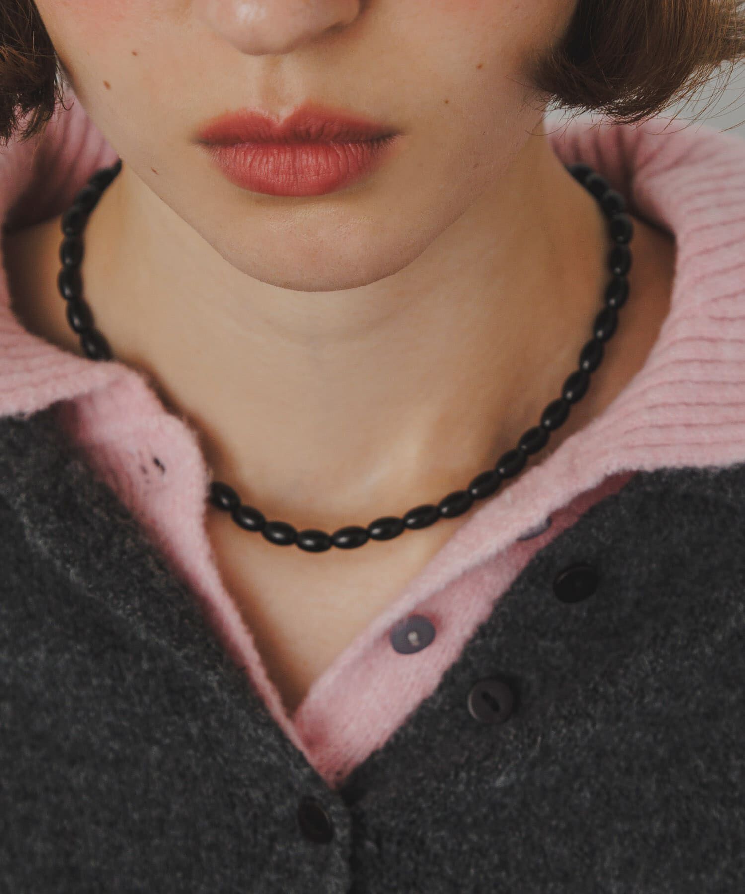 SMELLY「オーバルビーズネックレス」|ネックレス|ブラック