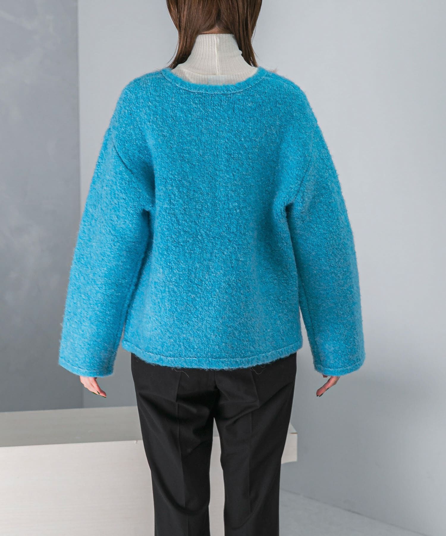 URBAN RESEARCH ROSSO「『WEB/一部店舗限定』ウール混ブークレニットジャケット」|ノーカラーコート|