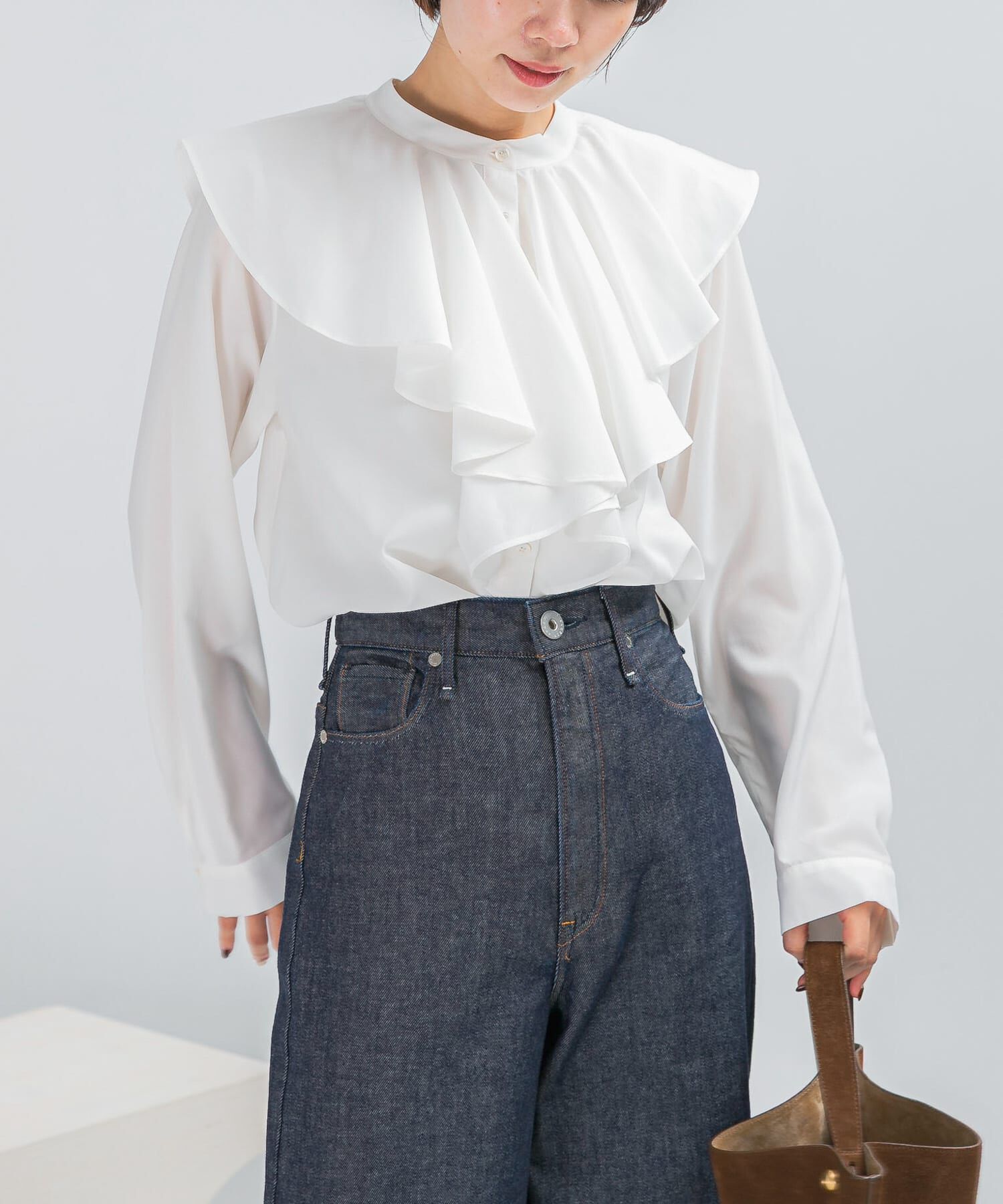 URBAN RESEARCH ROSSO「フリルカラーシャツブラウス」|シャツ・ブラウス|ホワイト