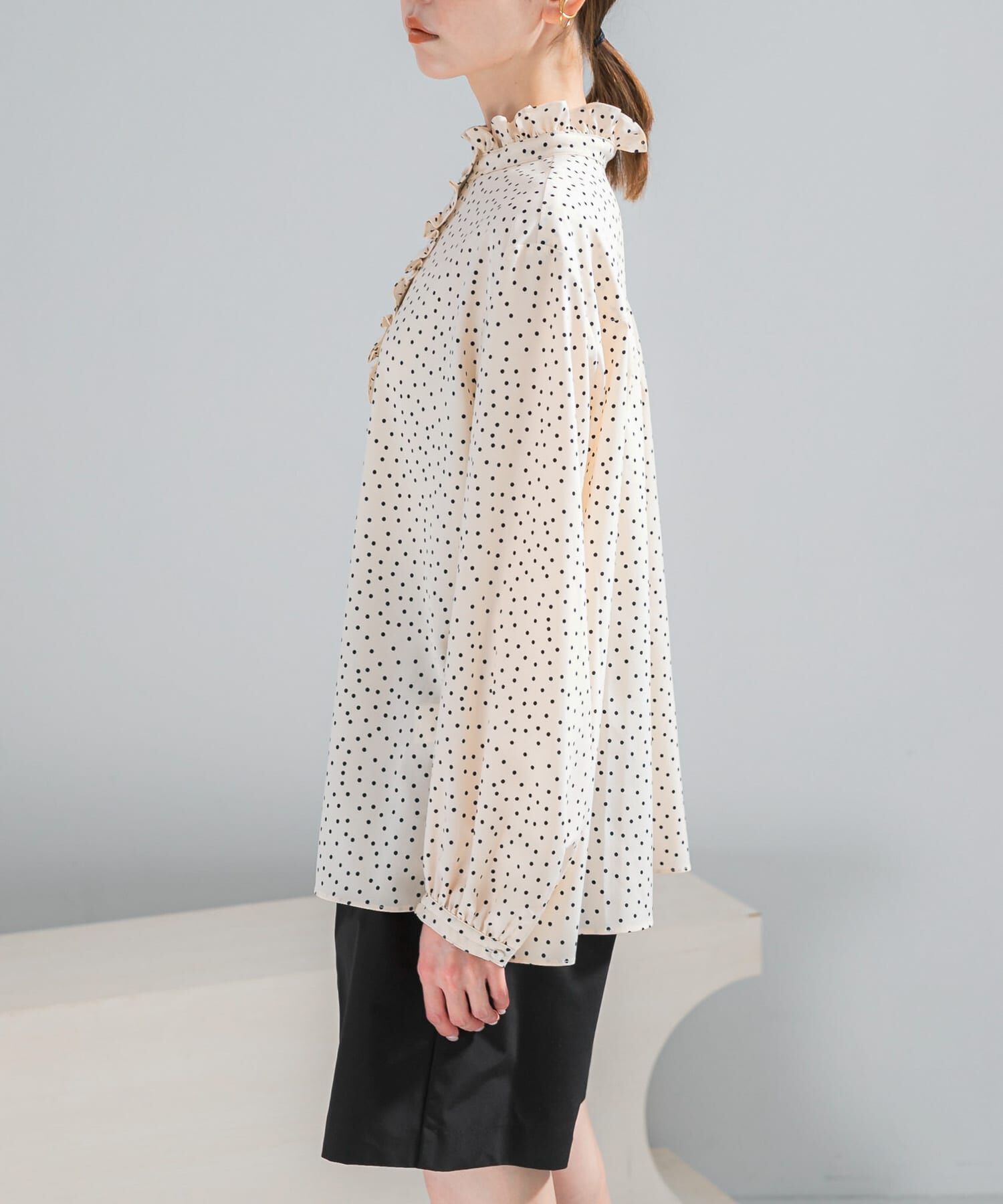 URBAN RESEARCH ROSSO「『WEB限定』フリルスタンドカラーシャツ」|シャツ・ブラウス|