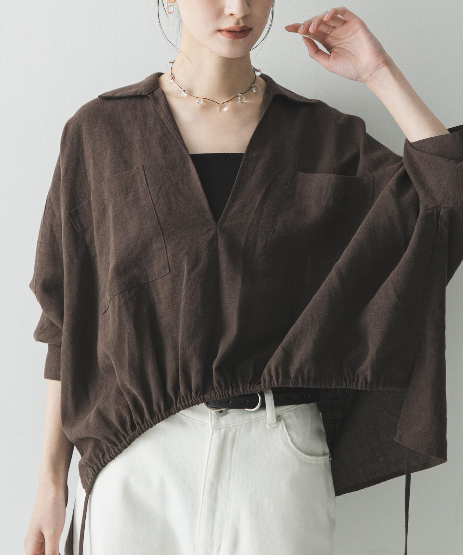 URBAN RESEARCH「ラミーレーヨンギャザーヘムシャツ」|シャツ・ブラウス|