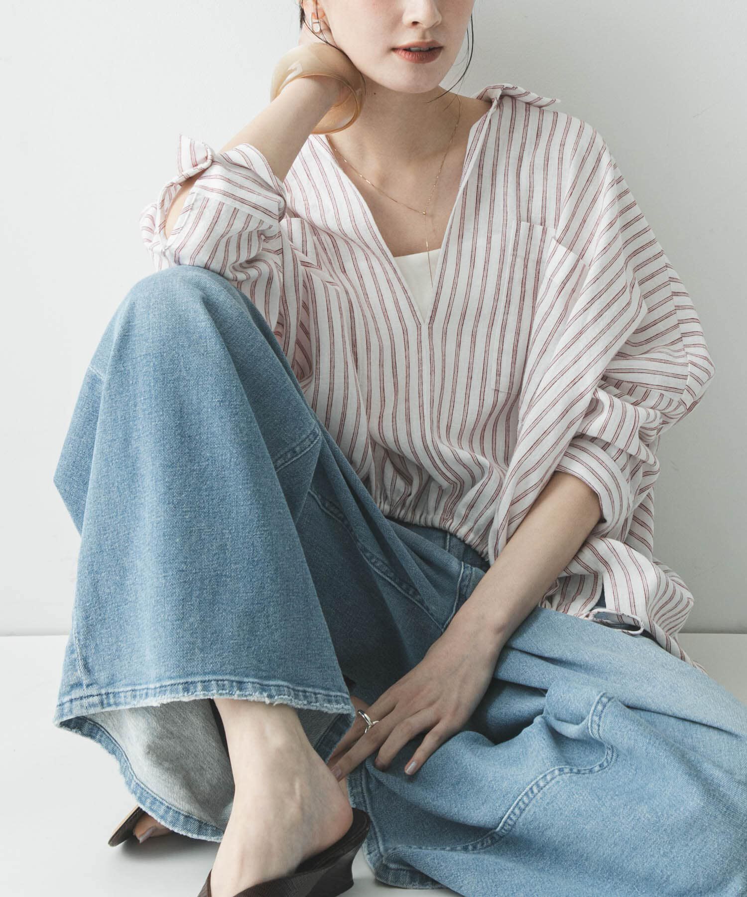 URBAN RESEARCH「ラミーレーヨンギャザーヘムシャツ」|シャツ・ブラウス|