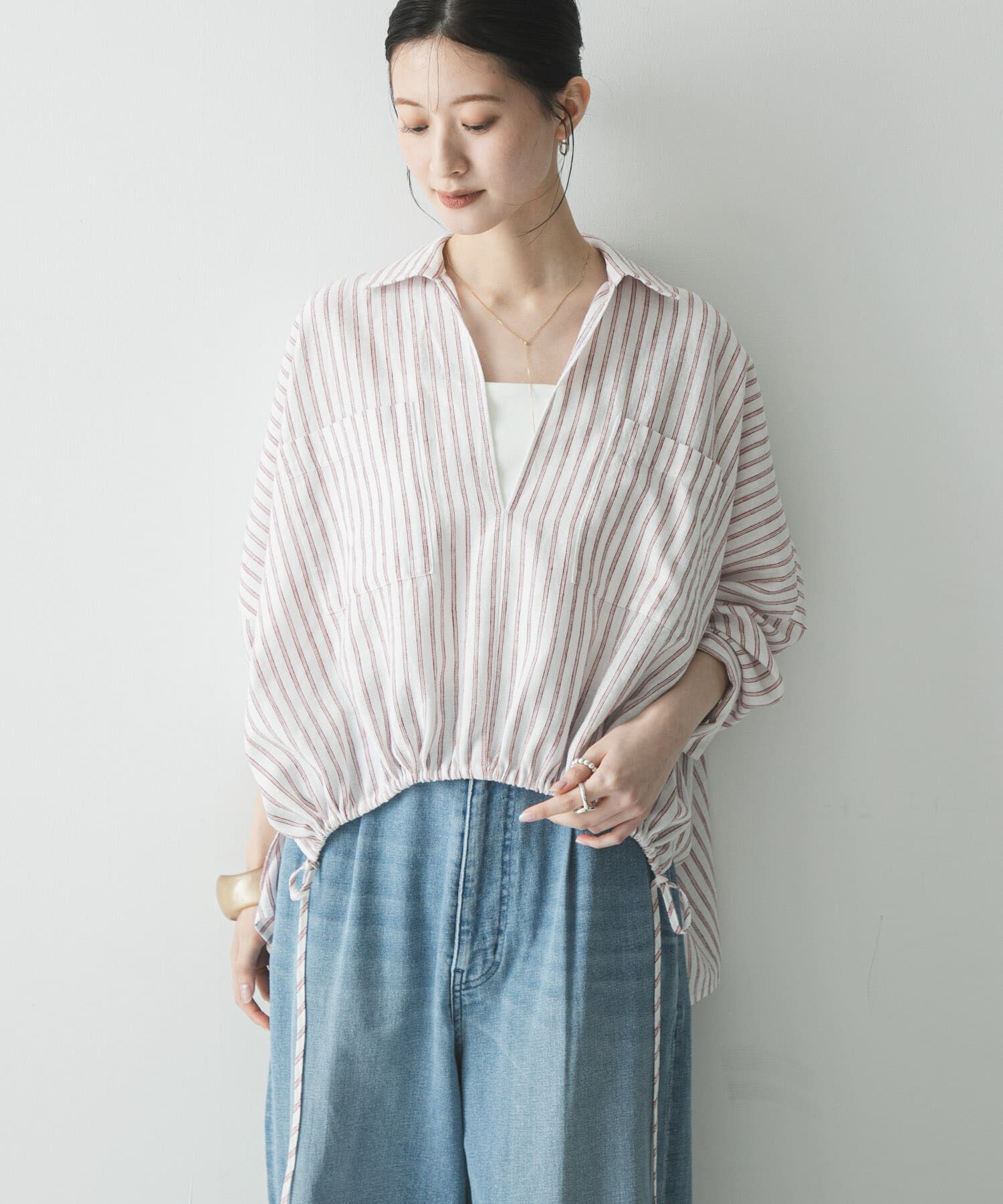 URBAN RESEARCH「ラミーレーヨンギャザーヘムシャツ」|シャツ・ブラウス|