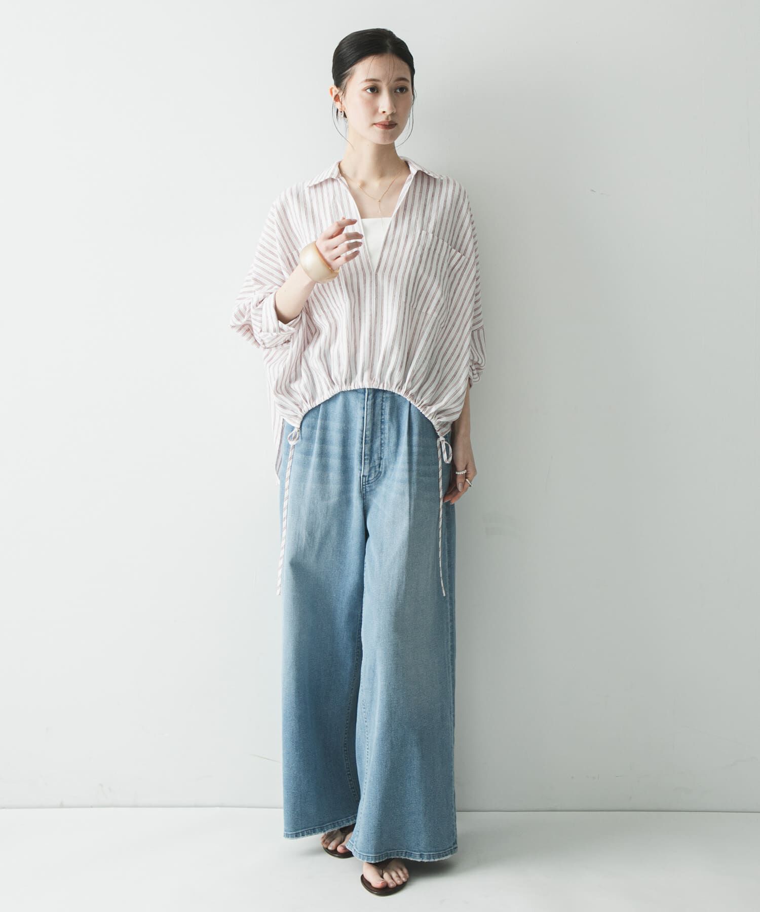 URBAN RESEARCH「ラミーレーヨンギャザーヘムシャツ」|シャツ・ブラウス|