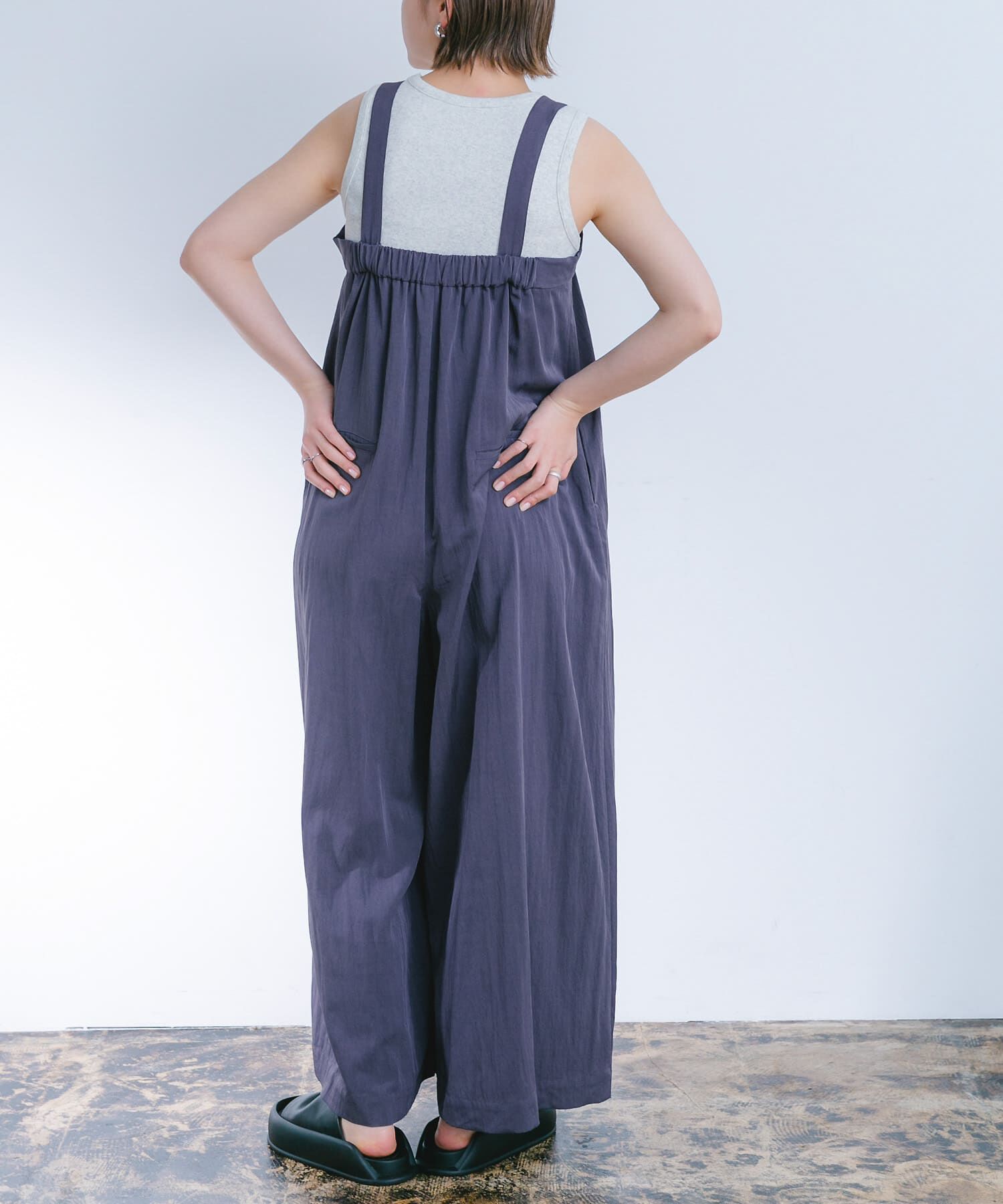  「『2サイズ展開』オーバーストラップワイドサロペット」|スカート|