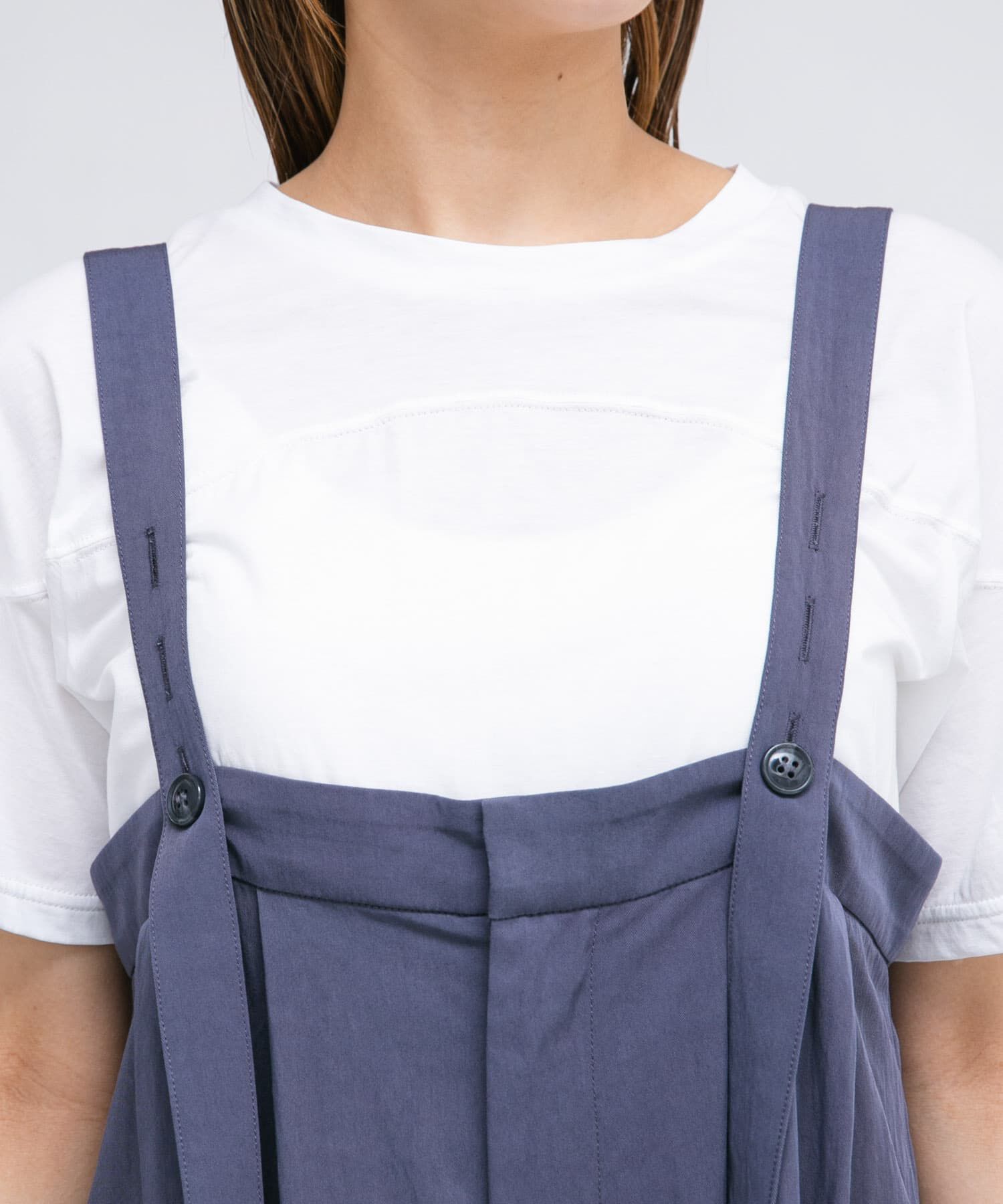  「『2サイズ展開』オーバーストラップワイドサロペット」|スカート|