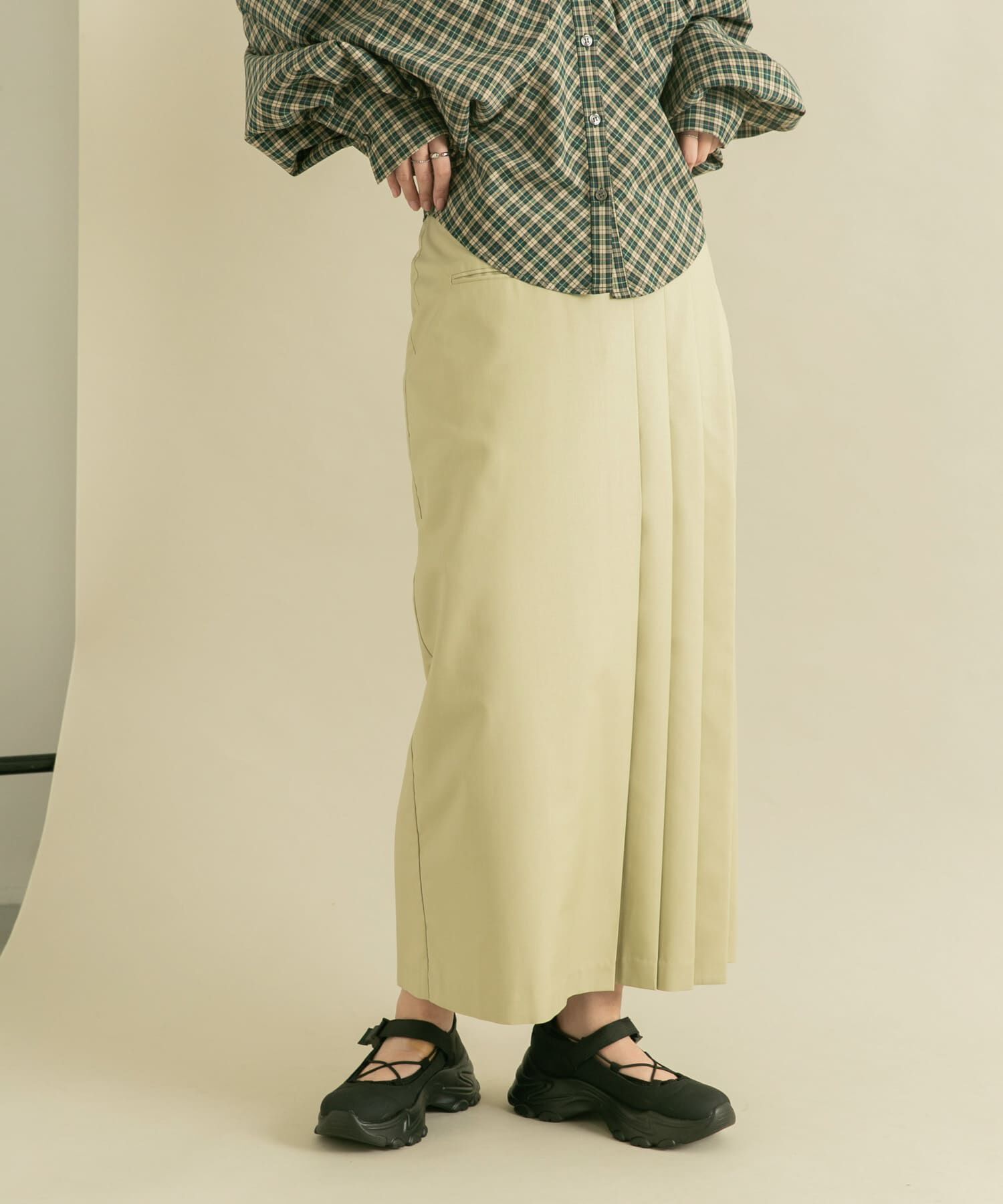  「ラップライクプリーツスカート」|スカート|ベージュ