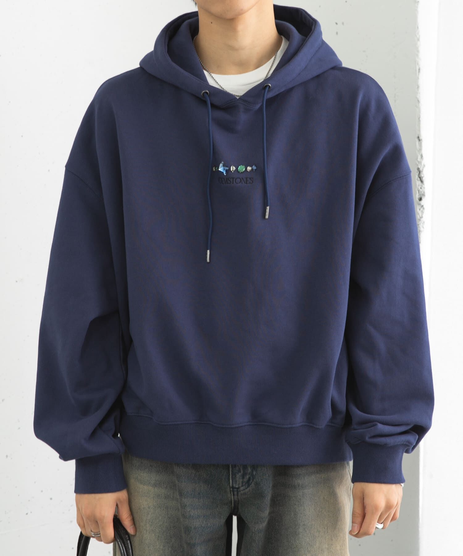 SENSE OF PLACE by URBAN RESEARCH「Gem Stone Cropped Hoodie」|パーカー|ネイビー