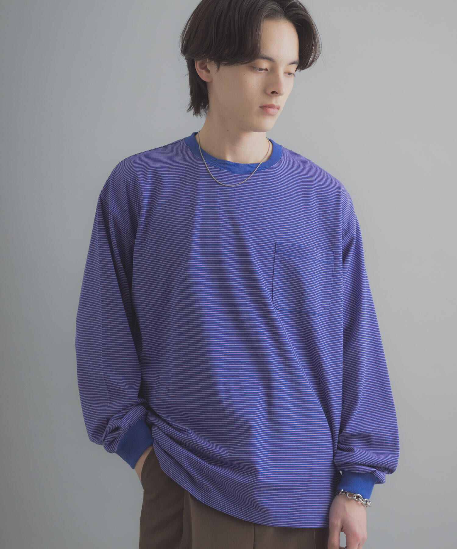 SENSE OF PLACE by URBAN RESEARCH「ピンボーダーロングスリーブTシャツ」|Tシャツ・カットソー|