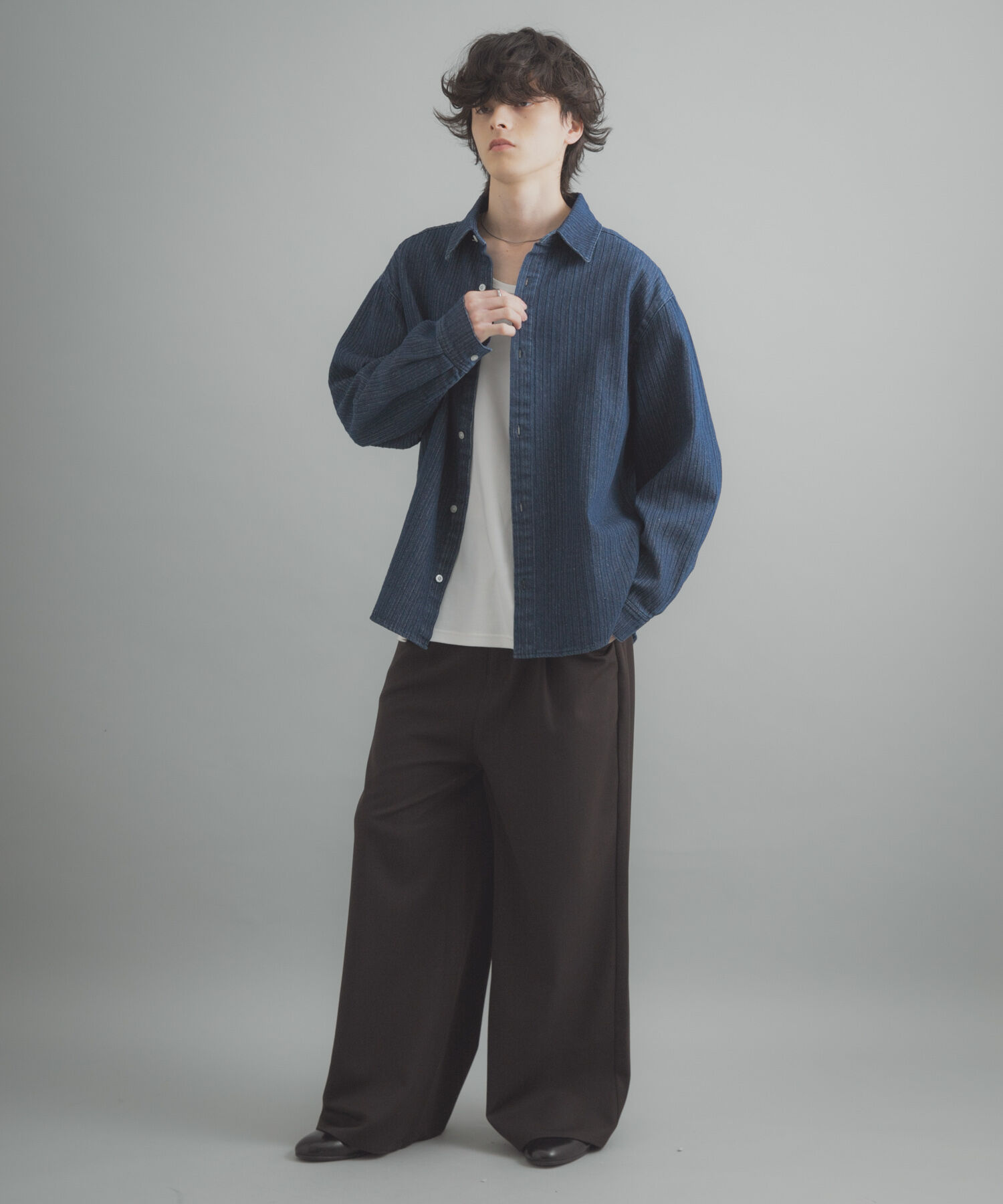 SENSE OF PLACE by URBAN RESEARCH「ジャガードデニムレギュラーカラーシャツ」|シャツ・ブラウス|