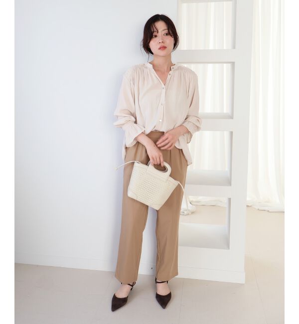  「パウダーサテンショルダーギャザーブラウス」|シャツ・ブラウス|