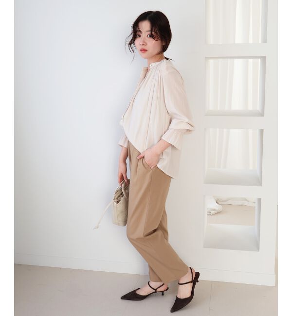  「パウダーサテンショルダーギャザーブラウス」|シャツ・ブラウス|