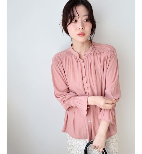  「パウダーサテンショルダーギャザーブラウス」|シャツ・ブラウス|