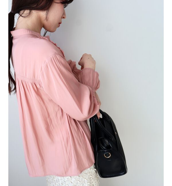  「パウダーサテンショルダーギャザーブラウス」|シャツ・ブラウス|