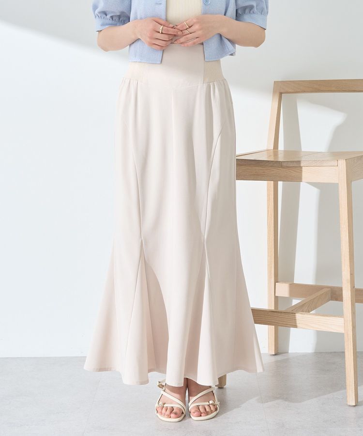 earth music&ecology「サイドリブパネルラインマーメイドスカート」|タイト|Ivory