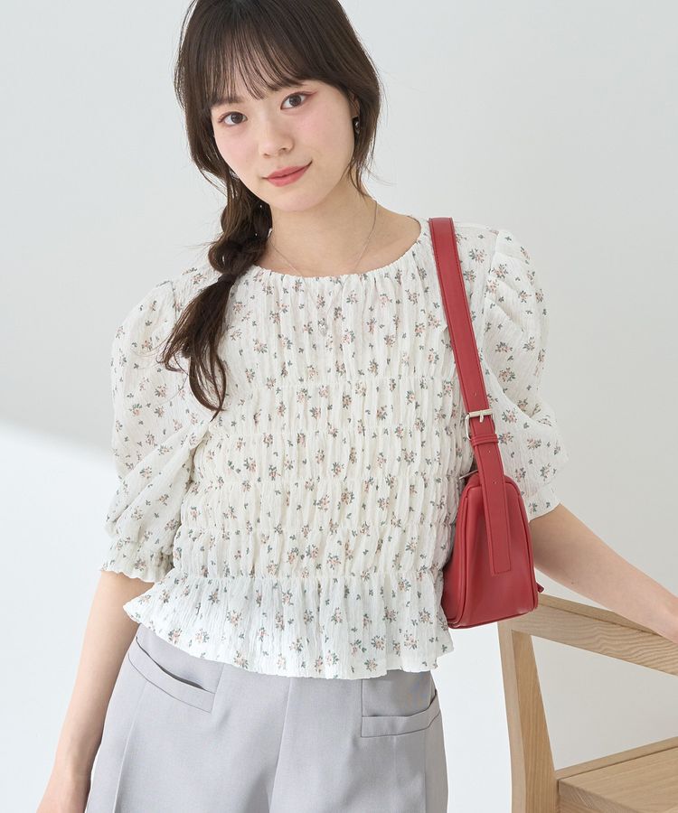 earth music&ecology「花柄ポコポコシャーリングトップス」|Tシャツ・カットソー|Ivory