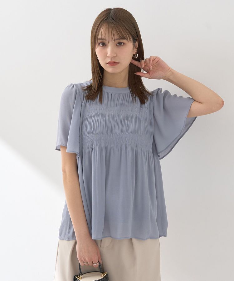 earth music&ecology「マジョリカプリーツ半袖ブラウス」|シャツ・ブラウス|