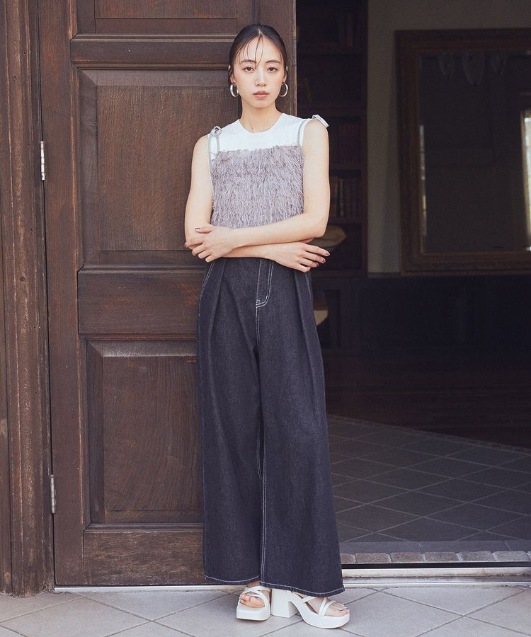 earth music&ecology「ランダムリブノースリーブニット」|ニット・セーター|