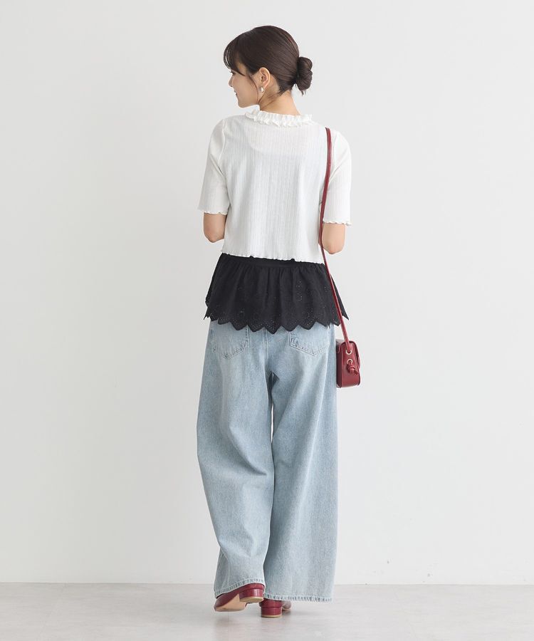 earth music&ecology「フリルカットリブカーディガン」|Tシャツ・カットソー|