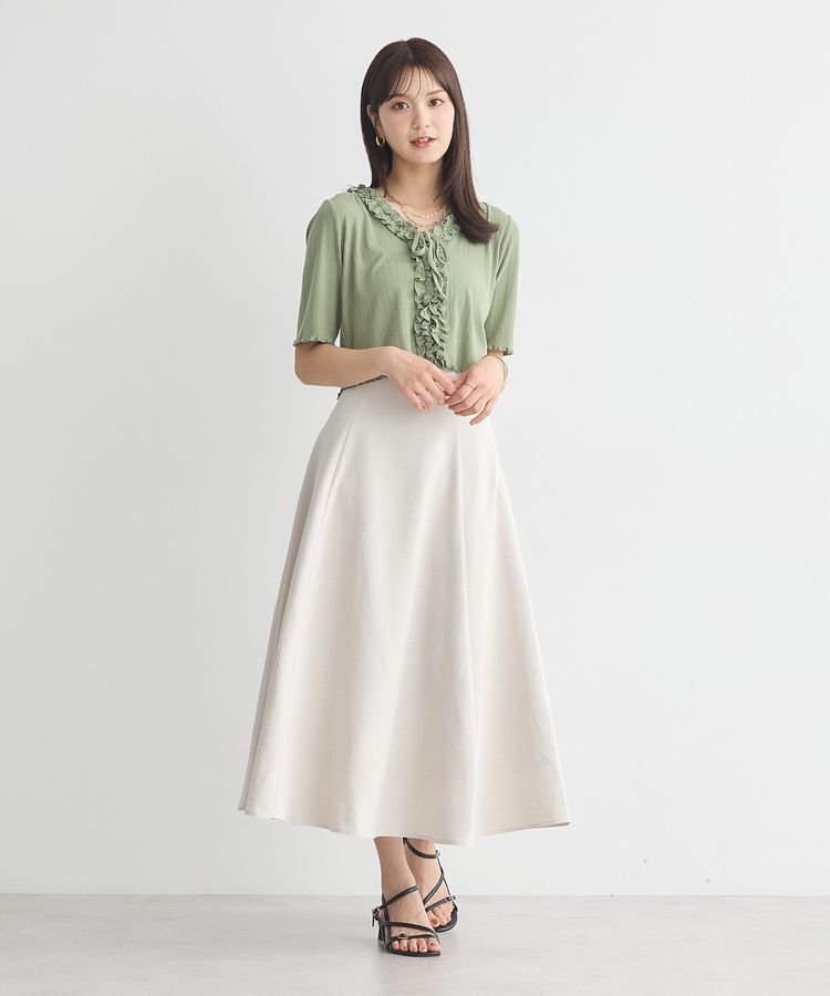 earth music&ecology「フリルカットリブカーディガン」|Tシャツ・カットソー|