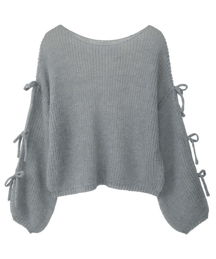 earth music&ecology「サイドリボン透かしニットプルオーバー」|ニット・セーター|