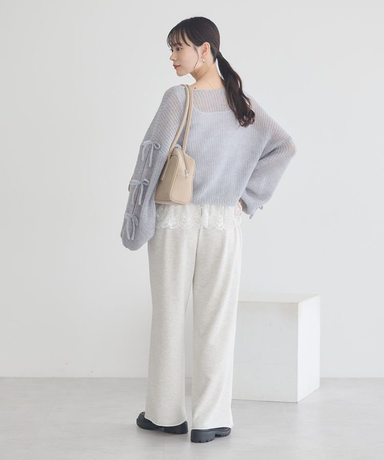 earth music&ecology「サイドリボン透かしニットプルオーバー」|ニット・セーター|