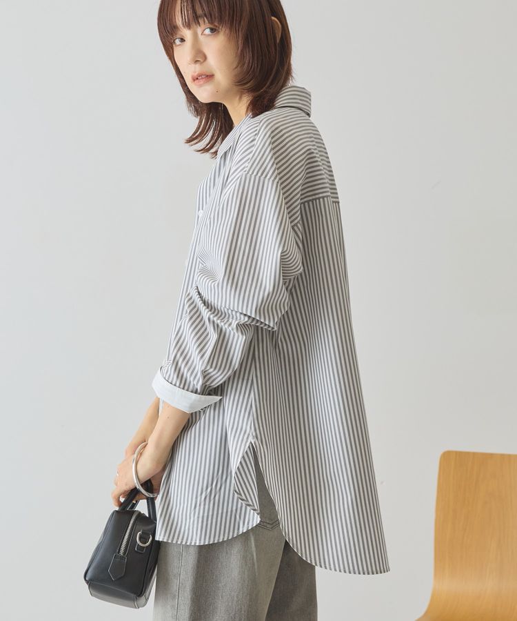 AMERICAN HOLIC「配色レギュラーカラーシャツ」|シャツ・ブラウス|ストライプグレー