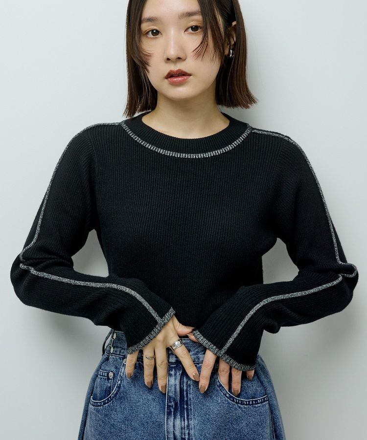 Green Parks「ラメライン入りリブニットプルオーバー」|ニット・セーター|